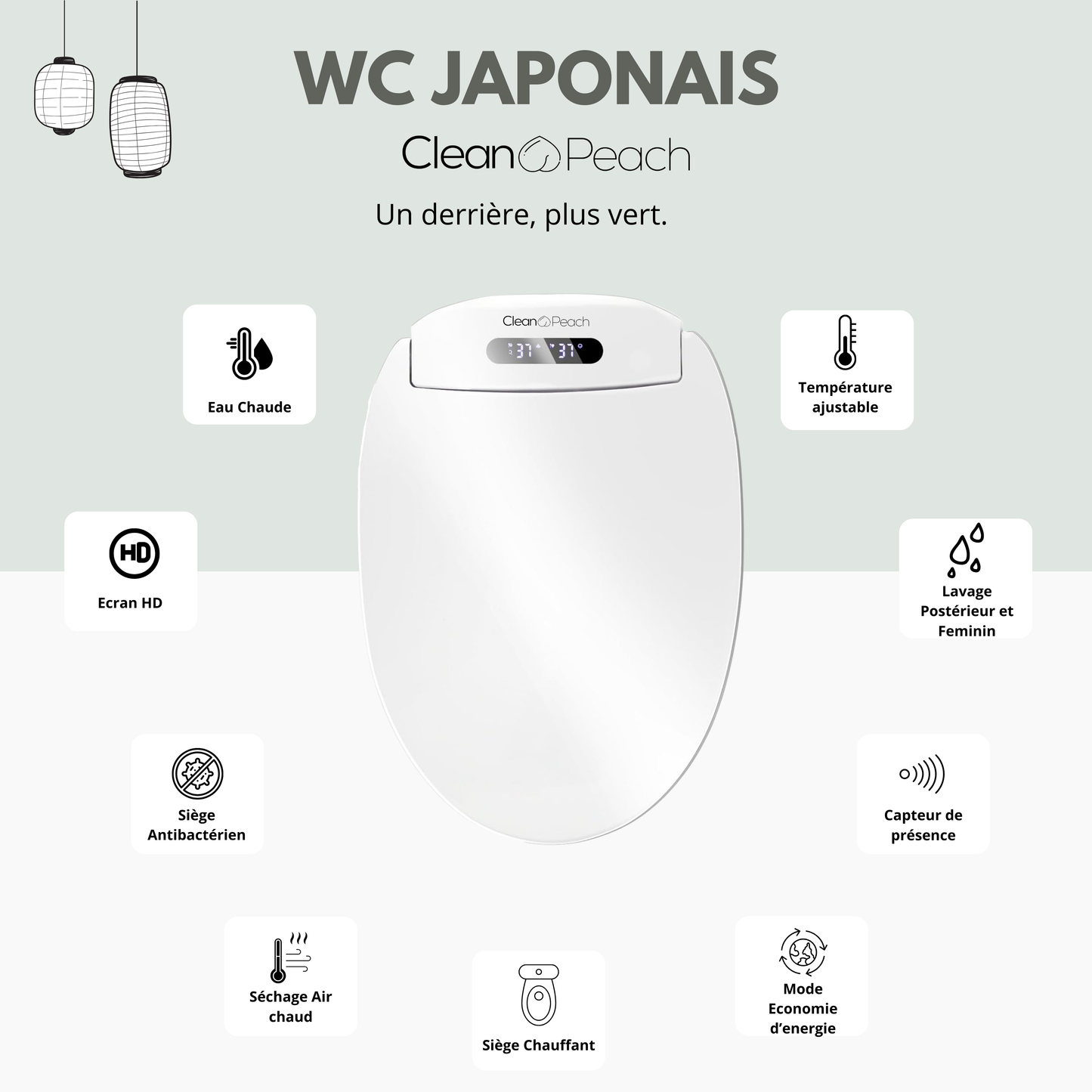 Abattant japonais intelligent - Clean🍑Peach®