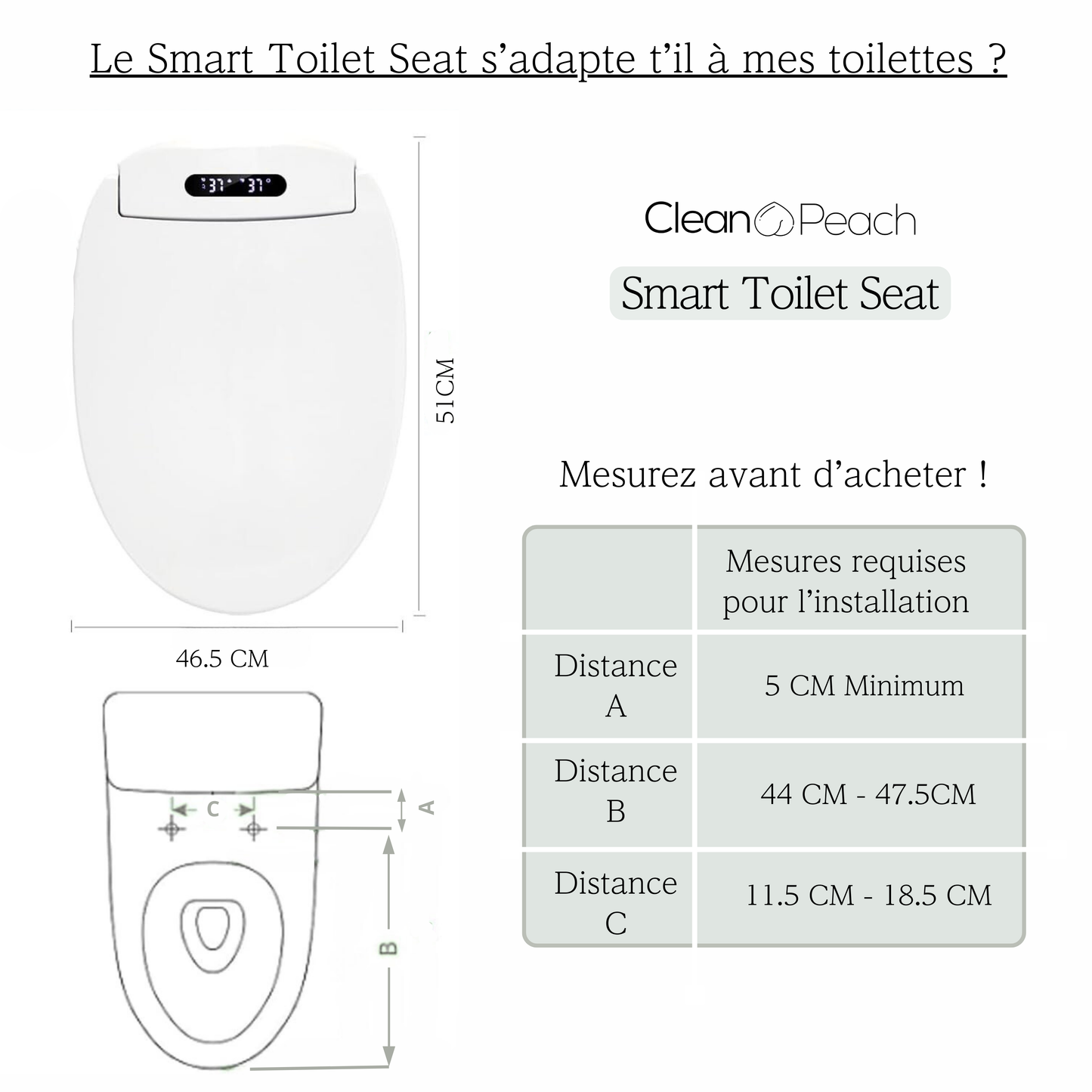 Abattant japonais intelligent - Clean🍑Peach®