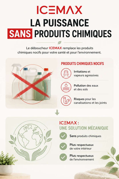 Icemax® - Déboucheur WC professionnel - Compatible Evier / Douche & Baignoire - Marque Française 
Livraison Express 48h/72h gratuite !