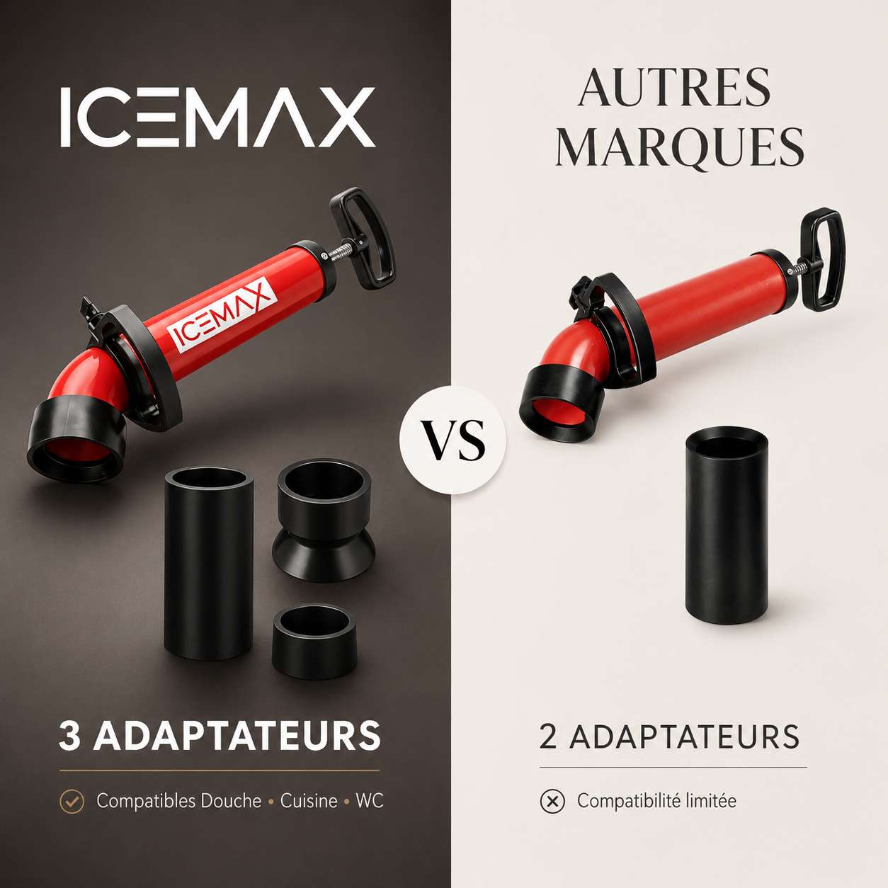 Icemax® - Déboucheur WC professionnel - Compatible Evier / Douche & Baignoire - Marque Française 
Livraison Express 48h/72h gratuite !