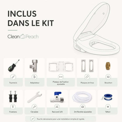 Abattant japonais intelligent - Kit complet Eau chaude + siège chauffant - Clean🍑Peach® - Marque française - Garantie 2 ans 
Livraison Express 48h/72h gratuite !