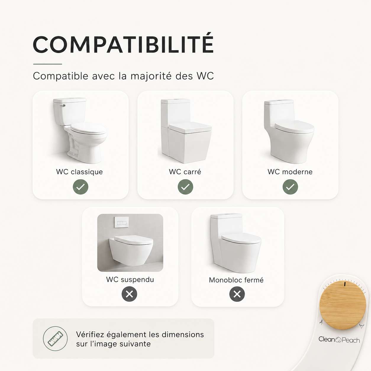 Clean🍑Peach® Bidet WC - Kit complet + bidet portable offert ! 
Installation sans électricité - Garantie 2 ans
Livraison Express 48h/72h gratuite