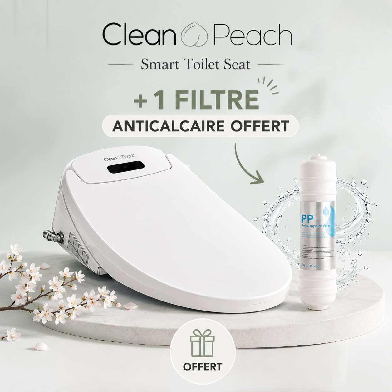 Abattant japonais intelligent - Kit complet Eau chaude + siège chauffant - Clean🍑Peach® - Marque française - Garantie 2 ans 
Livraison Express 48h/72h gratuite !