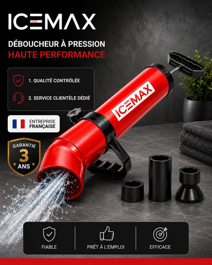 Icemax® - Déboucheur WC professionnel - Compatible Evier / Douche & Baignoire - Marque Française 
Livraison Express 48h/72h gratuite !