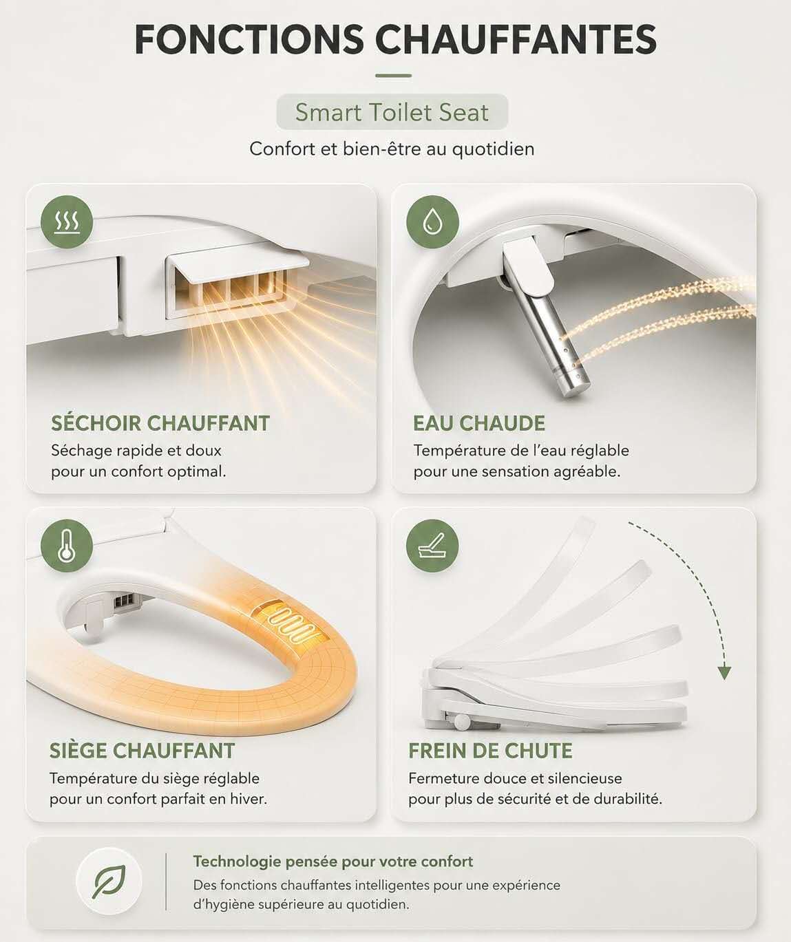 Abattant japonais intelligent - Kit complet Eau chaude + siège chauffant - Clean🍑Peach® - Marque française - Garantie 2 ans 
Livraison Express 48h/72h gratuite !